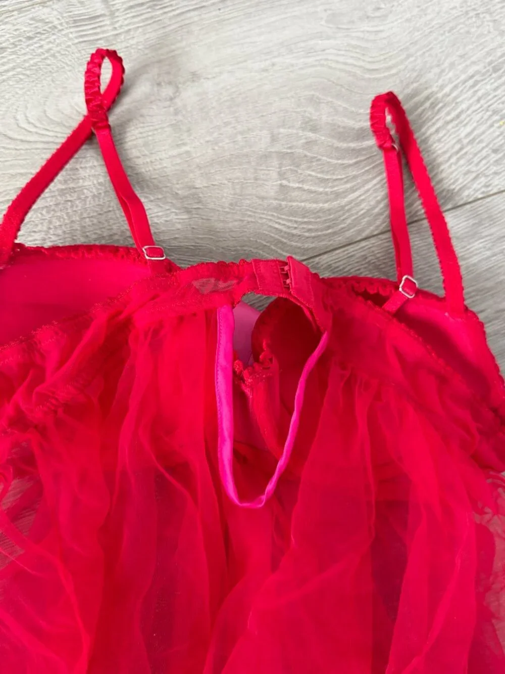Victoria’s Secret Sexy Little Things Hot Pink Babydoll & Open Crotch Panty Set - Picture 9 of 13